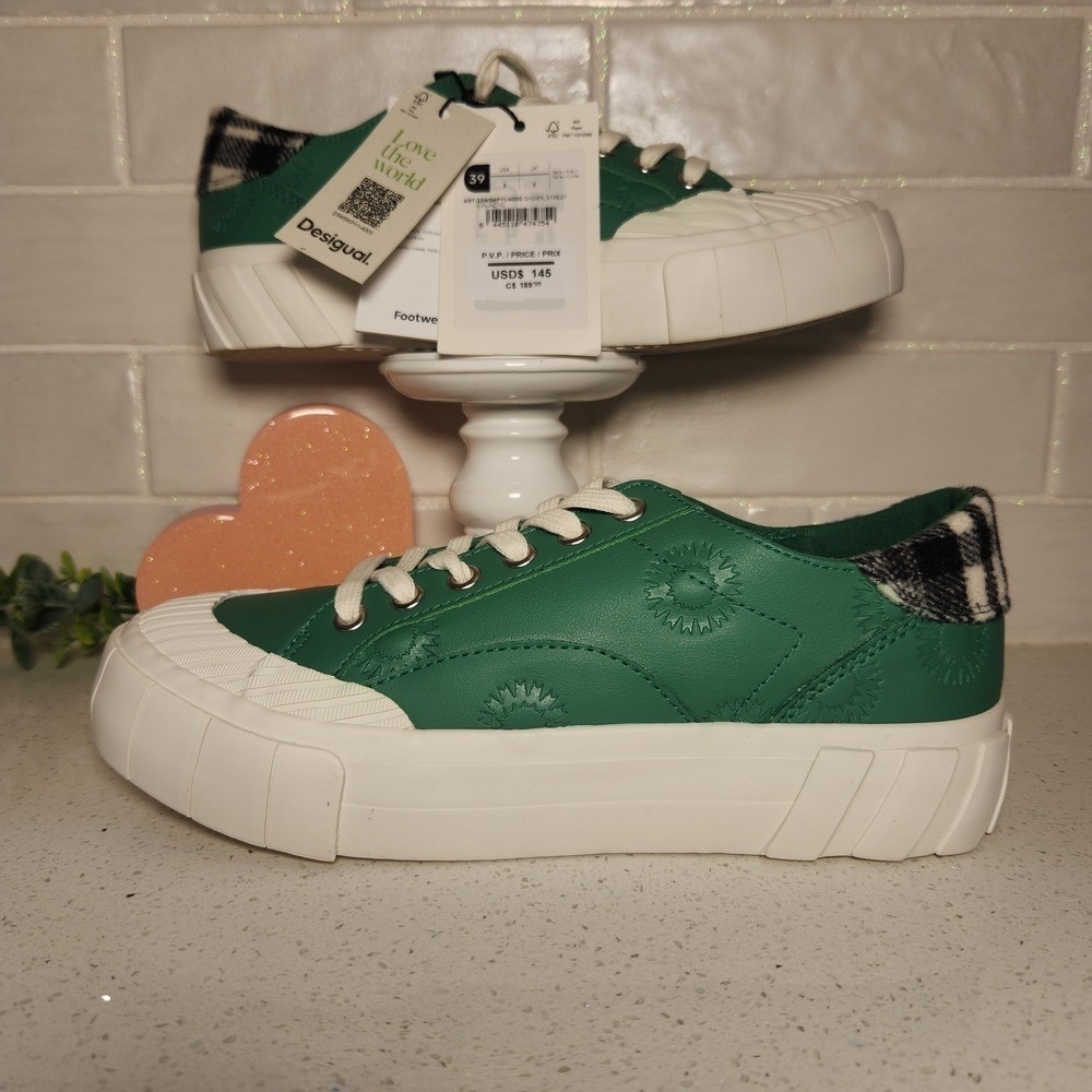 New Women's Desigual Leather Geometric Street Galactic Laced-up Sneakers, Size 8 - Picture 5 of 6